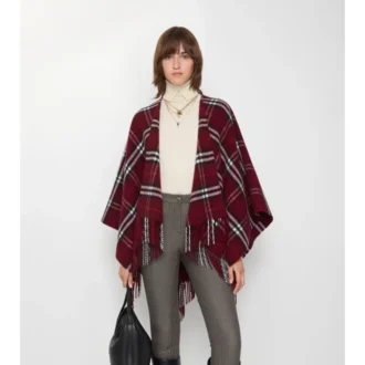Cappa in misto lana e cashmere a quadri