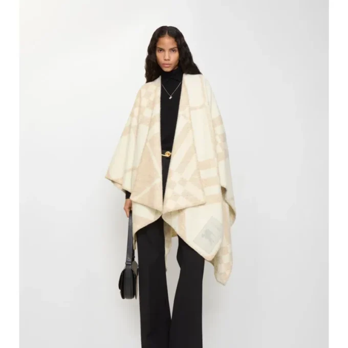 Cappa in misto lana e cashmere a quadri