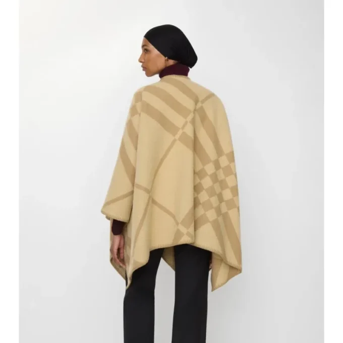 Cappa in misto lana e cashmere a quadri
