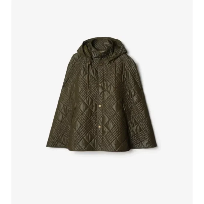 Cappa in misto nylon con micro-punto a quadri