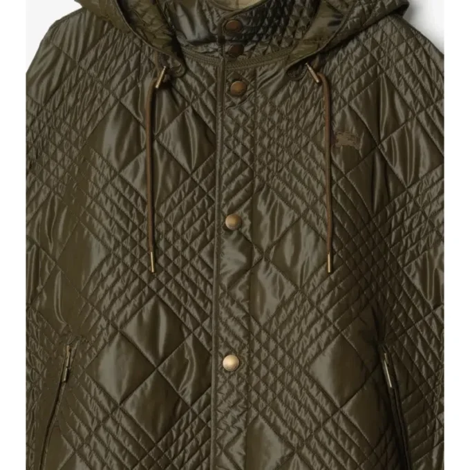 Cappa in misto nylon con micro-punto a quadri