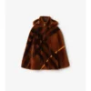 Cappa in shearling con motivo a intarsio