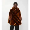 Cappa in shearling con motivo a intarsio
