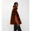 Cappa in shearling con motivo a intarsio