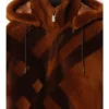 Cappa in shearling con motivo a intarsio