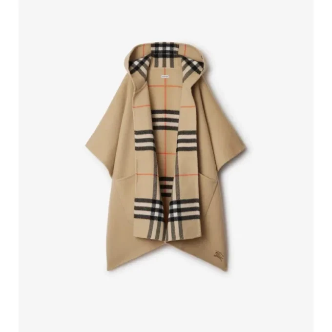 Cappa reversibile in cashmere a quadri