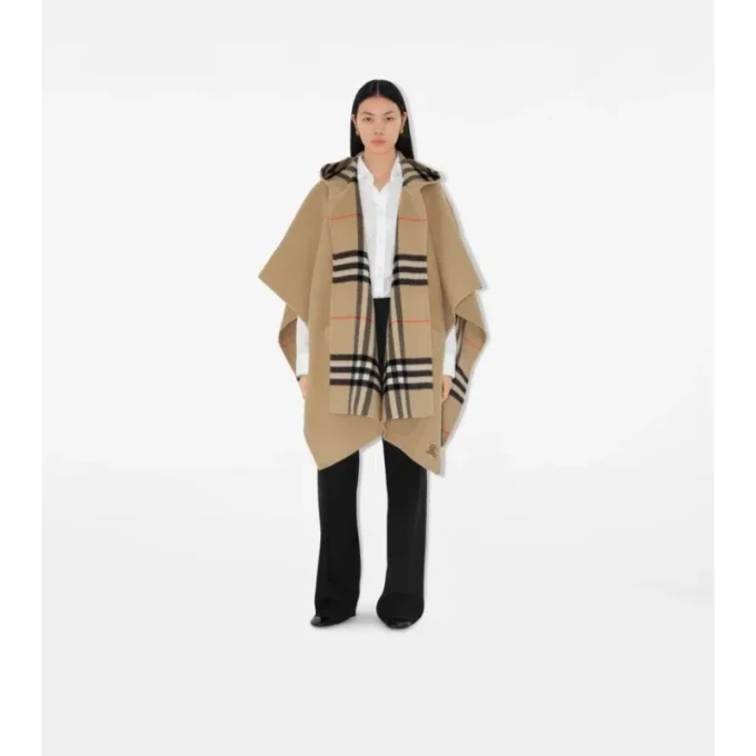 Cappa reversibile in cashmere a quadri