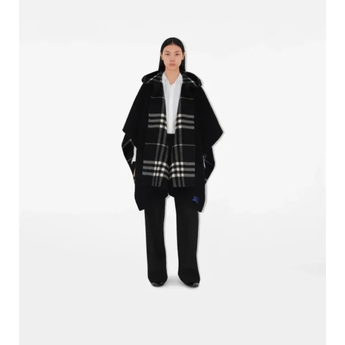 Cappa reversibile in cashmere a quadri