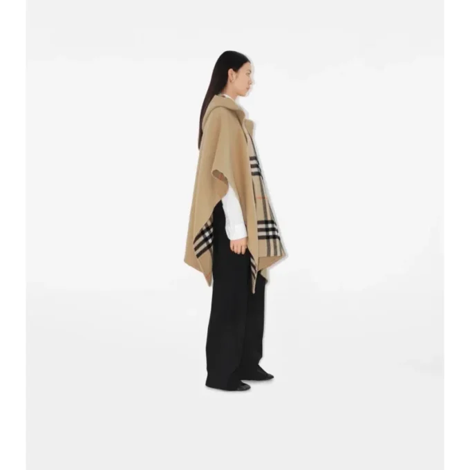Cappa reversibile in cashmere a quadri