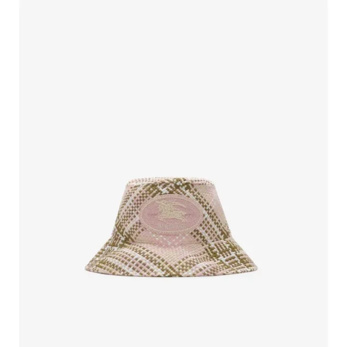 Cappello a secchiello effetto rafia con motivo Knight Stamp