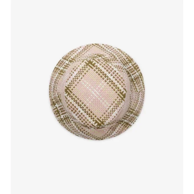 Cappello a secchiello effetto rafia con motivo Knight Stamp