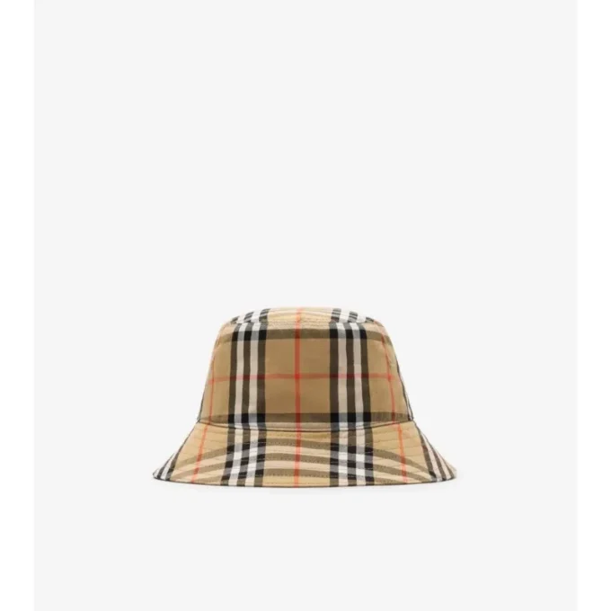 Cappello a secchiello in cotone a quadri