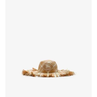 Cappello da sole effetto rafia con timbro del cavaliere