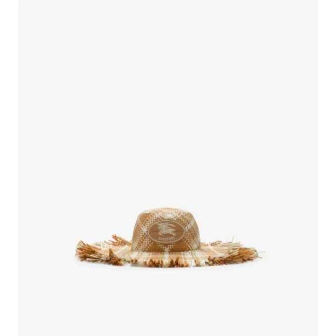 Cappello da sole effetto rafia con timbro del cavaliere