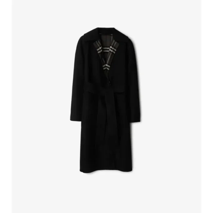 Cappotto avvolgente reversibile in lana