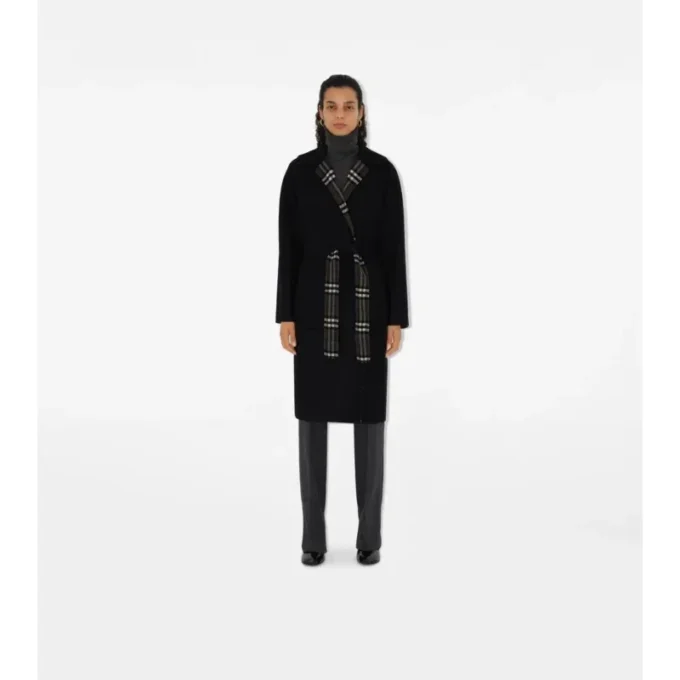 Cappotto avvolgente reversibile in lana