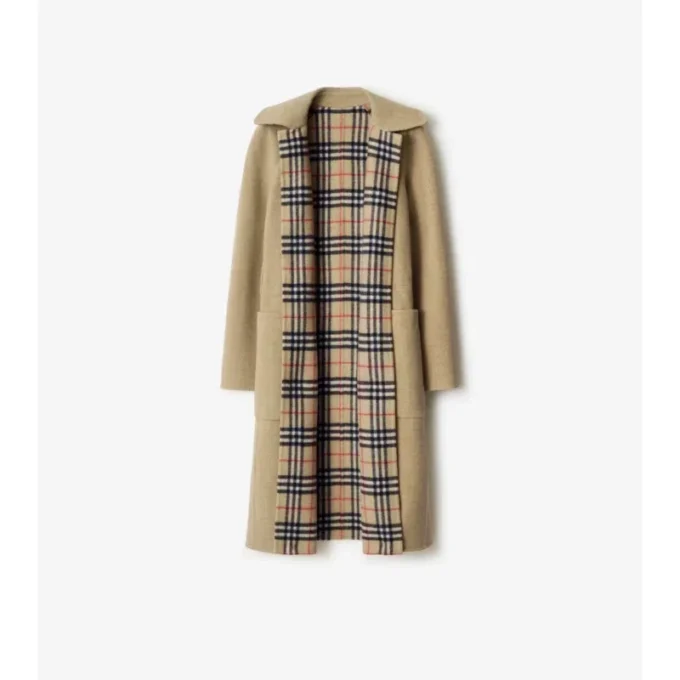 Cappotto avvolgente reversibile in lana