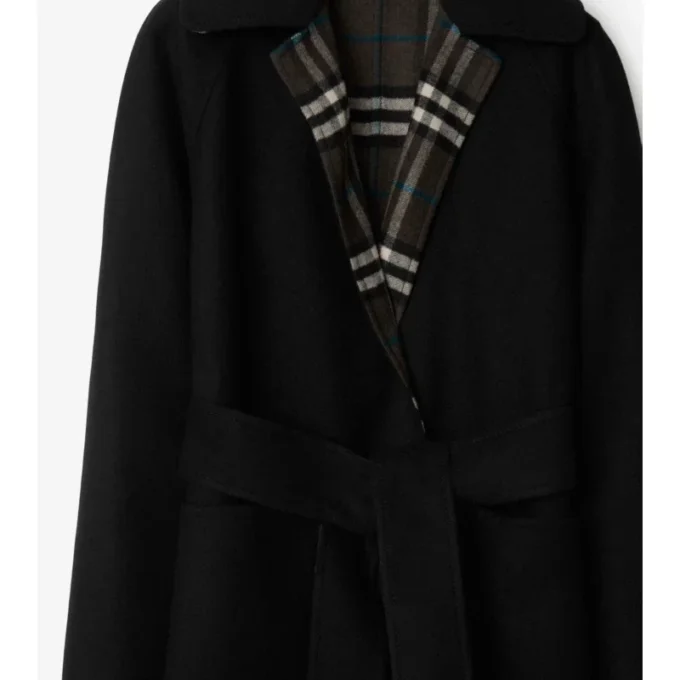 Cappotto avvolgente reversibile in lana