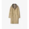 Cappotto avvolgente reversibile in lana con cappuccio