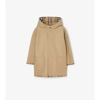 Cappotto con cappuccio in cotone a quadri