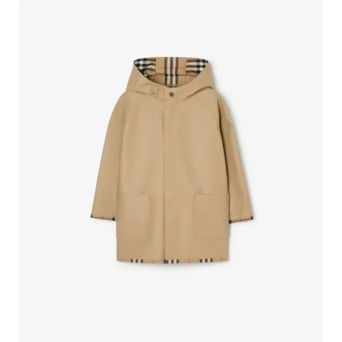 Cappotto con cappuccio in cotone a quadri