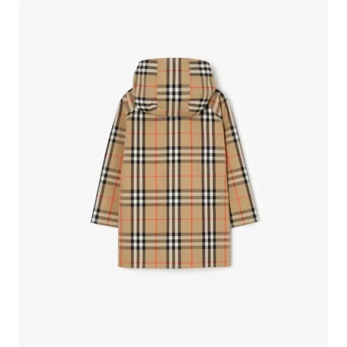 Cappotto con cappuccio in cotone a quadri