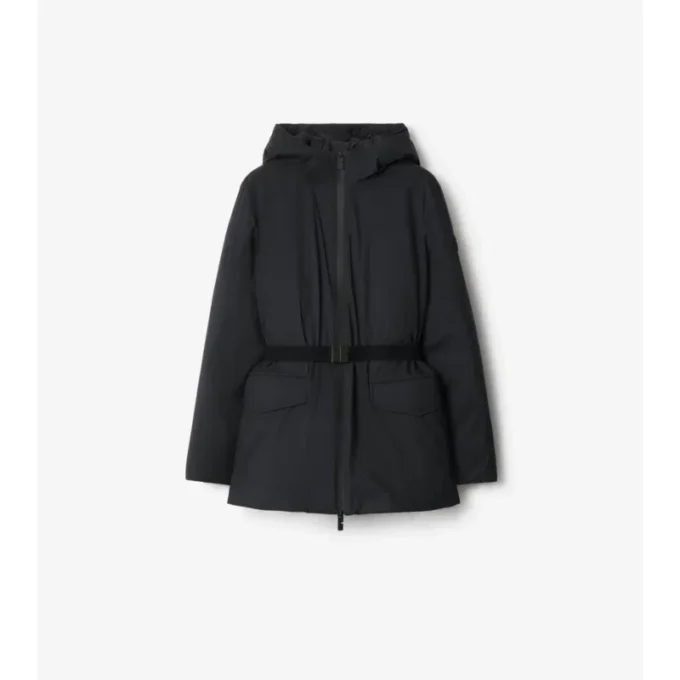 Cappotto corto in nylon con cappuccio