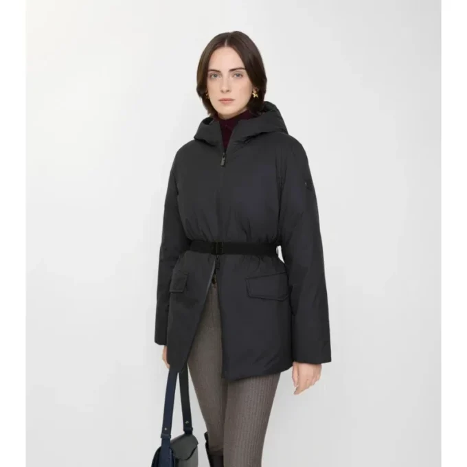 Cappotto corto in nylon con cappuccio