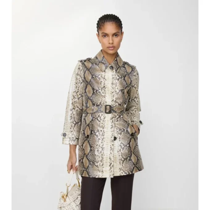 Cappotto da auto Stonehaven in cotone rivestito con stampa pitonata corta