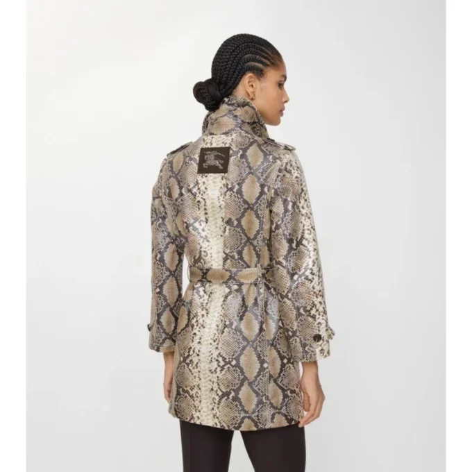 Cappotto da auto Stonehaven in cotone rivestito con stampa pitonata corta