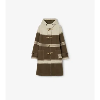 Cappotto duffle in misto lana e cotone a righe