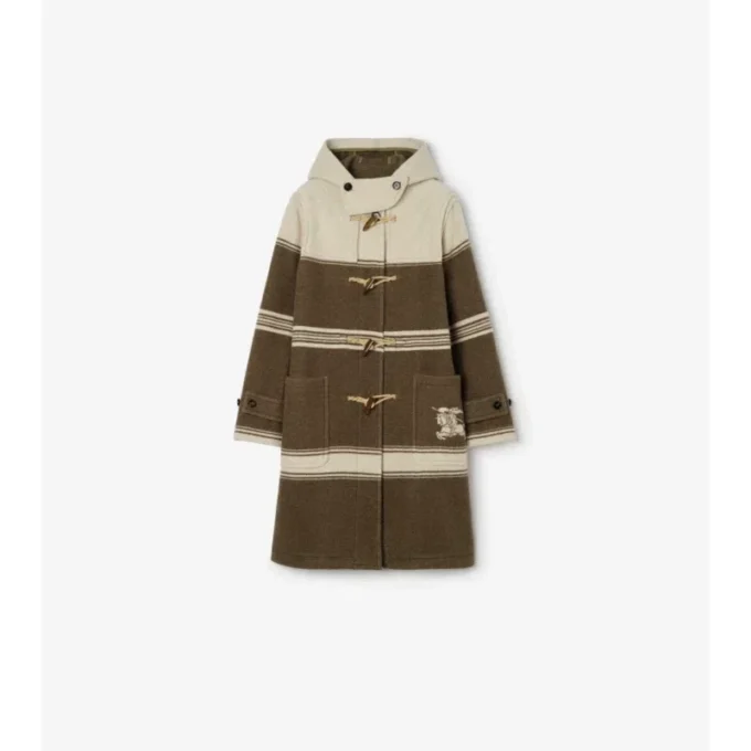 Cappotto duffle in misto lana e cotone a righe
