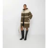 Cappotto duffle in misto lana e cotone a righe