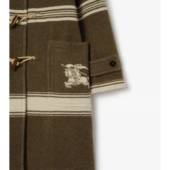 Cappotto duffle in misto lana e cotone a righe