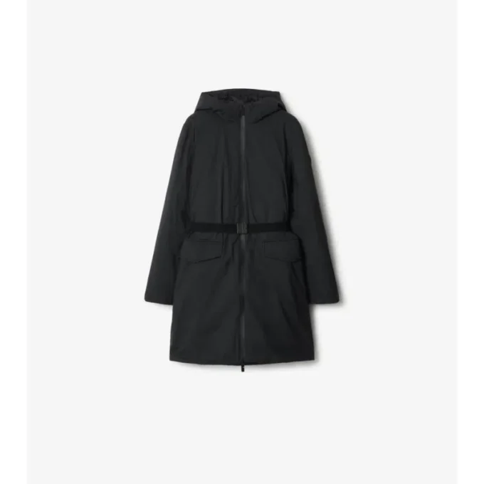 Cappotto in nylon con cappuccio di media lunghezza