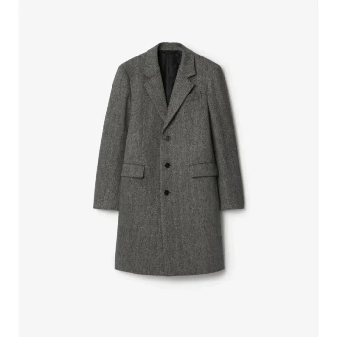 Cappotto sartoriale in lana a spina di pesce
