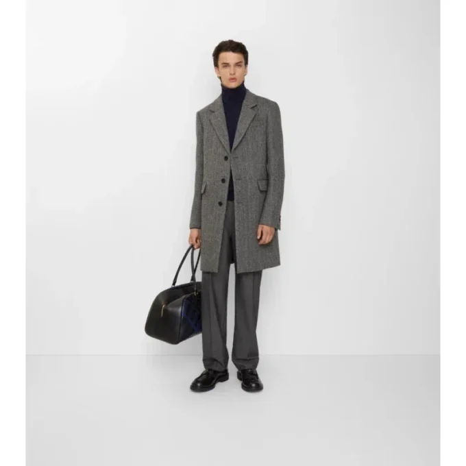 Cappotto sartoriale in lana a spina di pesce