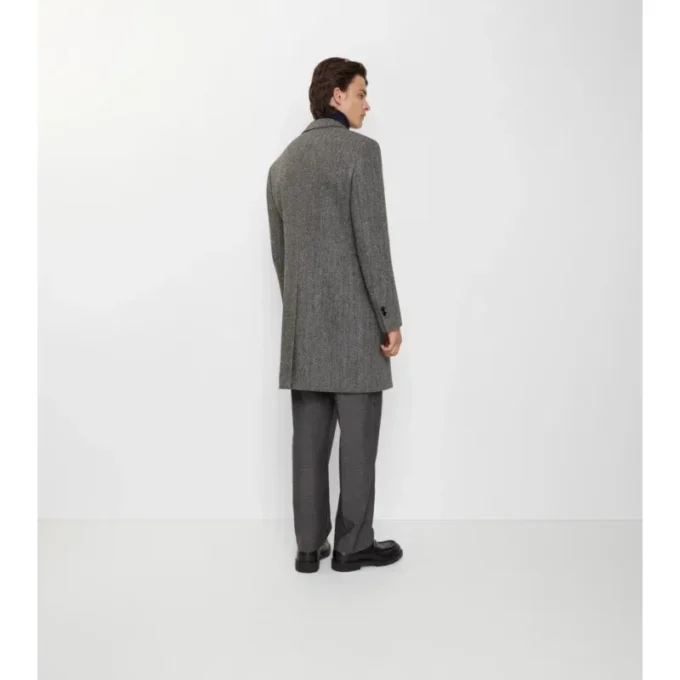 Cappotto sartoriale in lana a spina di pesce