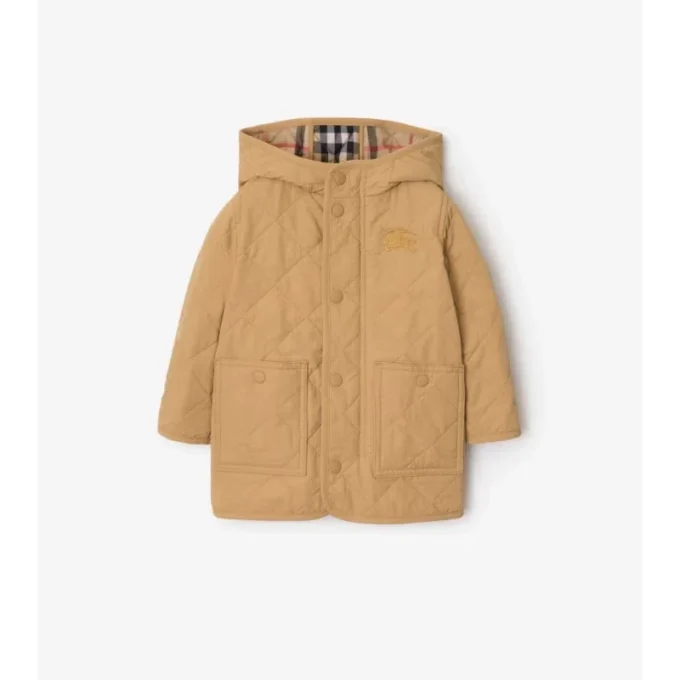 Cappotto trapuntato in nylon con cappuccio