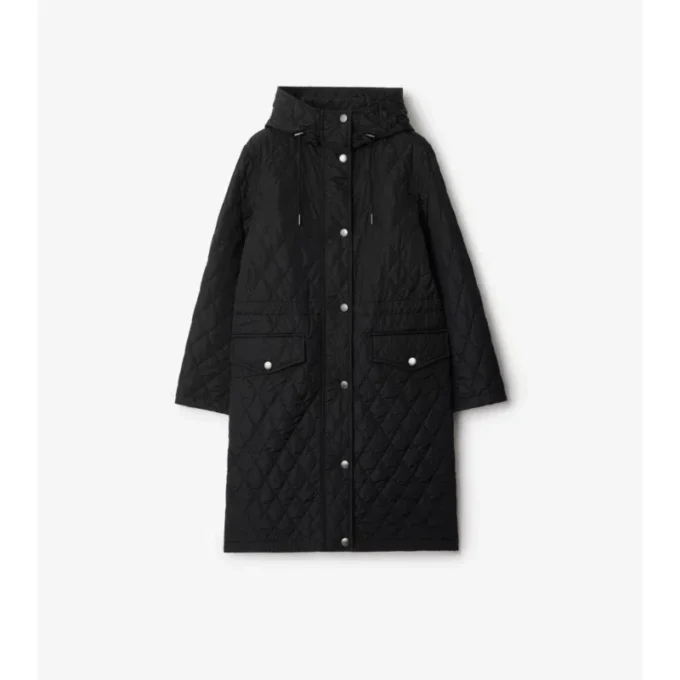 Cappotto trapuntato in nylon con cappuccio