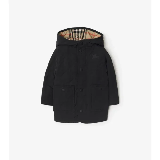 Cappotto trapuntato in nylon con cappuccio