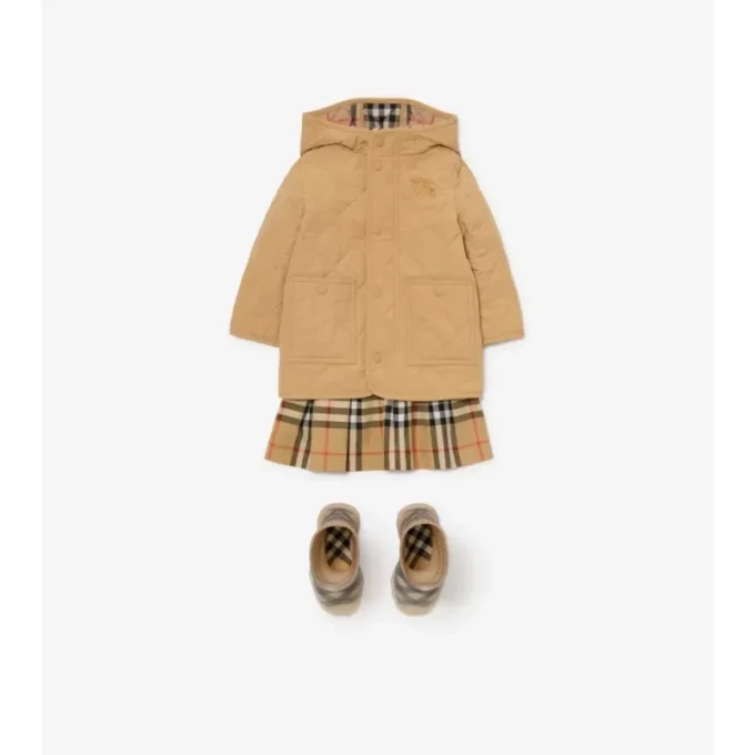 Cappotto trapuntato in nylon con cappuccio