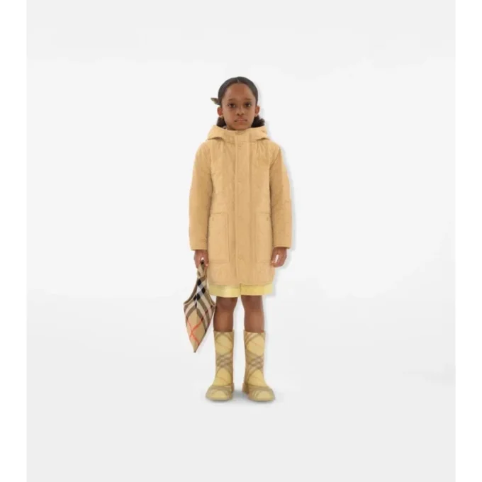 Cappotto trapuntato in nylon con cappuccio