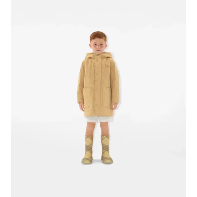 Cappotto trapuntato in nylon con cappuccio
