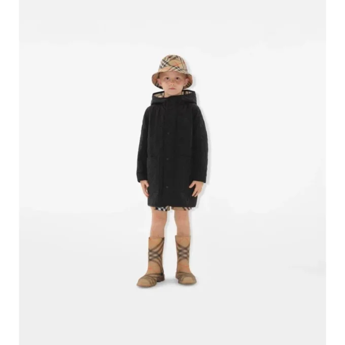 Cappotto trapuntato in nylon con cappuccio