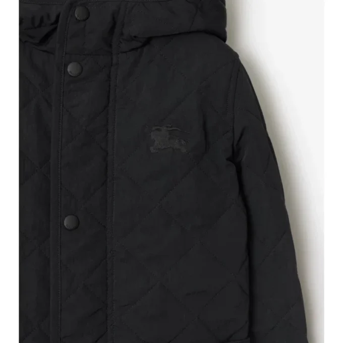 Cappotto trapuntato in nylon con cappuccio