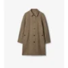 Car Coat Burberry a doppio risvolto in lana a spina di pesce