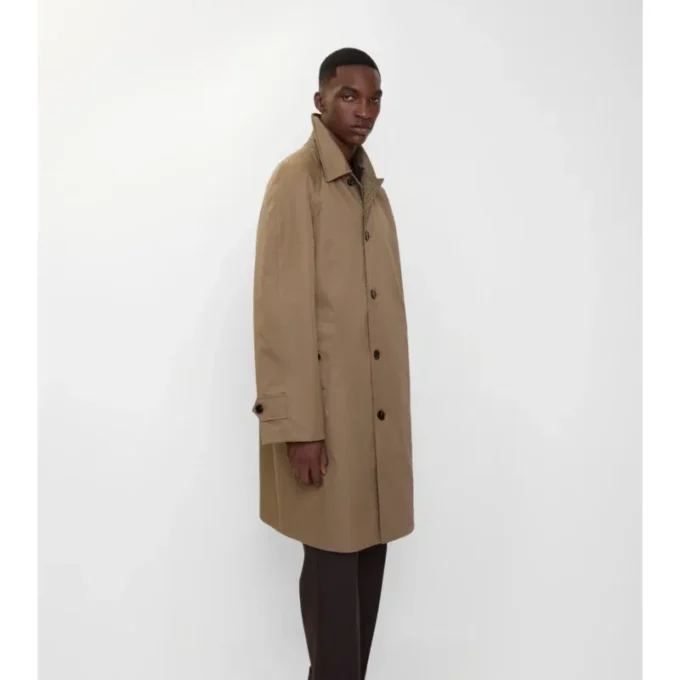 Car Coat Burberry a doppio risvolto in lana a spina di pesce