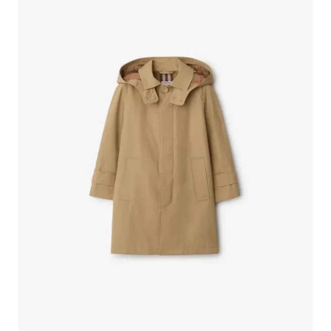 Car Coat in cotone con cappuccio