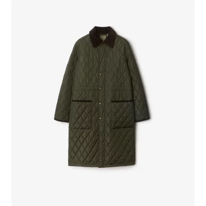 Car Coat in nylon trapuntato di media lunghezza